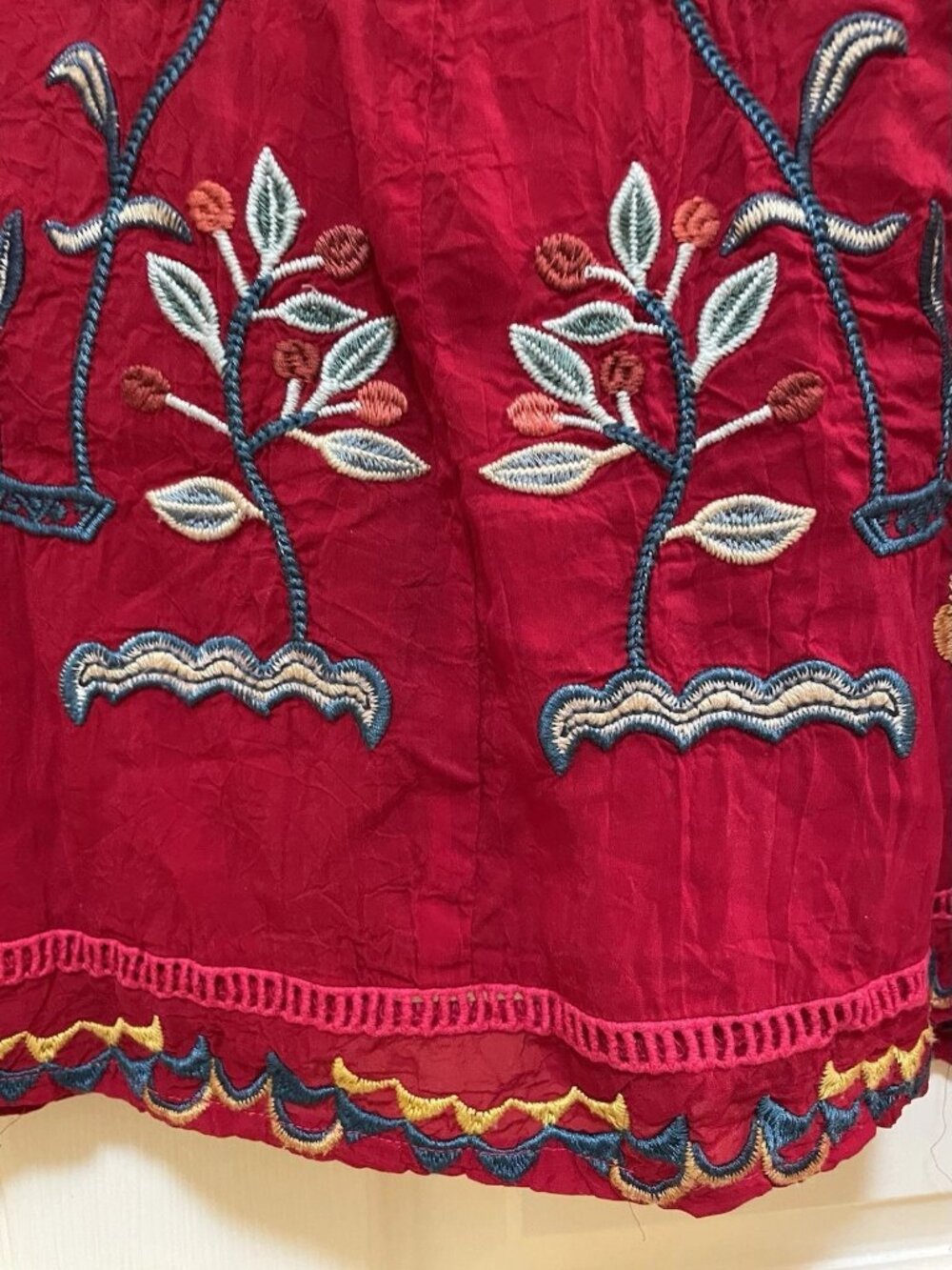 JOHNNY WAS Red "Mayson" Floral Embroidered  3/4 Length Sleeves Tunic Shirt Sz 2X - Picture 11 of 15
